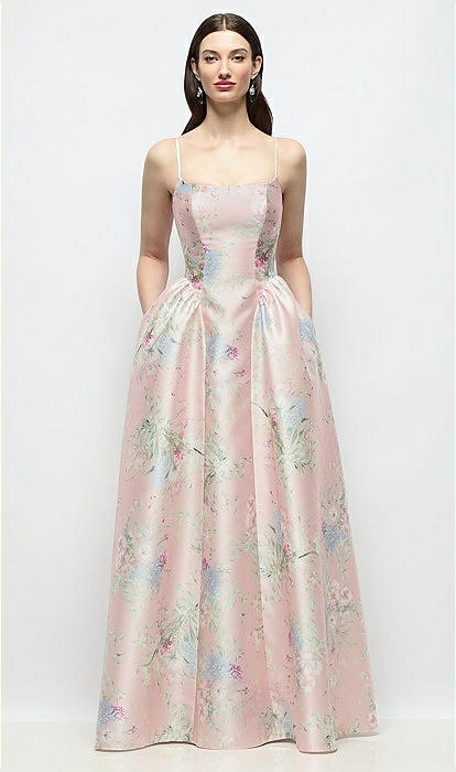 The Dessy Group Women's Jillian Floral Satin Twill Gown - Natural - Gowns