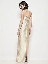 Rear View Thumbnail - Champagne Strapless Cuff Neck Satin Maxi Dress with Column Skirt