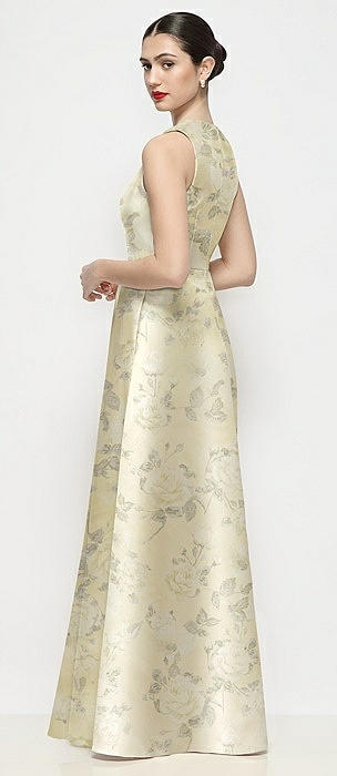 light yellow floral bridesmaid dresses Light Yellow One Shoulder Floral Aline Long Prom Dress Fuchsia / US 10