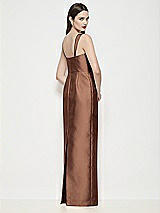 Rear View Thumbnail - Cognac Shaped Strap Basque Neck Satin Maxi Dress with Column Skirt