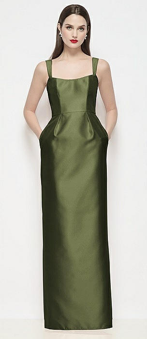 Olive Green Wide Strap Bridesmaid Dresses