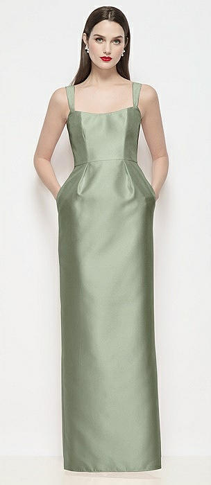 blue dress for baby girl Zapaka Women Sage Green Bridesmaid Dress with Slit Halter Satin Sheath Ruched Long Wedding Guest Dress, Sage Green / US8 main image 1