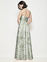 Rear View Thumbnail - Sage Cottage Rose Strapless Pleated U-Wire Floral Satin Maxi Dress with Semi Circle Skirt