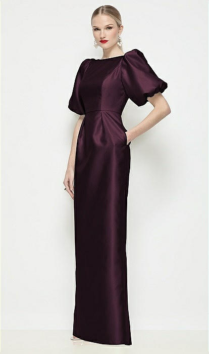 plum bridesmaid dresses with sleeves Plus Size Purple Bridesmaid Dresses Detachable puffy long sleeves Lavender / Customization main image 0