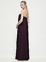 Rear View Thumbnail - Deep Plum Strapless Shirred Chiffon Trapeze Maxi Dress