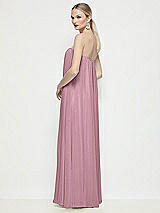 Rear View Thumbnail - Dusty Pink Strapless Shirred Chiffon Trapeze Maxi Dress