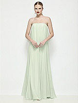 Front View Thumbnail - Mint Green Strapless Shirred Chiffon Trapeze Maxi Dress