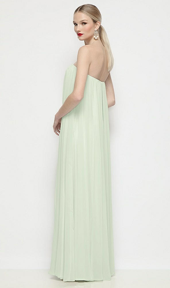 Back View - Mint Green Strapless Shirred Chiffon Trapeze Maxi Dress