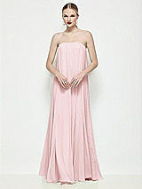Front View Thumbnail - Ballet Pink Strapless Shirred Chiffon Trapeze Maxi Dress