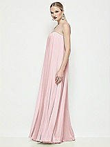 Side View Thumbnail - Ballet Pink Strapless Shirred Chiffon Trapeze Maxi Dress