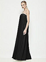 Side View Thumbnail - Black Strapless Shirred Chiffon Trapeze Maxi Dress