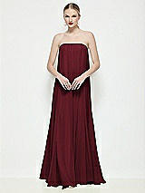 Front View Thumbnail - Cabernet Strapless Shirred Chiffon Trapeze Maxi Dress