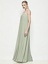 Side View Thumbnail - Celadon Strapless Shirred Chiffon Trapeze Maxi Dress