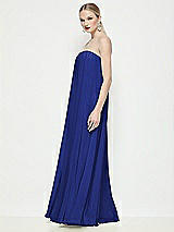 Side View Thumbnail - Cobalt Blue Strapless Shirred Chiffon Trapeze Maxi Dress