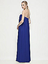 Rear View Thumbnail - Cobalt Blue Strapless Shirred Chiffon Trapeze Maxi Dress