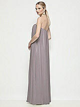 Rear View Thumbnail - Cashmere Gray Strapless Shirred Chiffon Trapeze Maxi Dress
