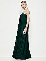 Side View Thumbnail - Evergreen Strapless Shirred Chiffon Trapeze Maxi Dress