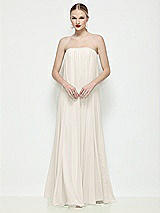 Front View Thumbnail - Ivory Strapless Shirred Chiffon Trapeze Maxi Dress