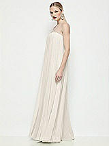 Side View Thumbnail - Ivory Strapless Shirred Chiffon Trapeze Maxi Dress