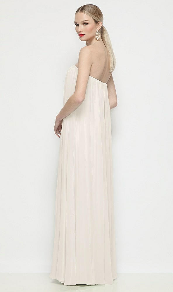Back View - Ivory Strapless Shirred Chiffon Trapeze Maxi Dress