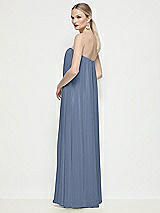 Rear View Thumbnail - Larkspur Blue Strapless Shirred Chiffon Trapeze Maxi Dress