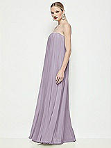 Side View Thumbnail - Lilac Haze Strapless Shirred Chiffon Trapeze Maxi Dress
