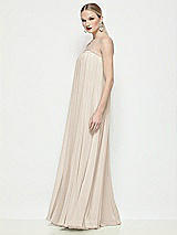 Side View Thumbnail - Oat Strapless Shirred Chiffon Trapeze Maxi Dress