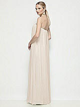 Rear View Thumbnail - Oat Strapless Shirred Chiffon Trapeze Maxi Dress