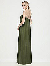 Rear View Thumbnail - Olive Green Strapless Shirred Chiffon Trapeze Maxi Dress