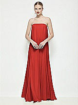 Front View Thumbnail - Poppy Red Strapless Shirred Chiffon Trapeze Maxi Dress