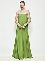 Front View Thumbnail - Peridot Green Strapless Shirred Chiffon Trapeze Maxi Dress