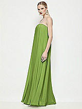 Side View Thumbnail - Peridot Green Strapless Shirred Chiffon Trapeze Maxi Dress