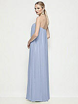Rear View Thumbnail - Sky Blue Strapless Shirred Chiffon Trapeze Maxi Dress
