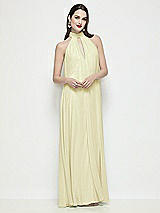 Front View Thumbnail - Butter Yellow Slip-On Shirred Chiffon Trapeze Halter Dress