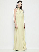 Side View Thumbnail - Butter Yellow Slip-On Shirred Chiffon Trapeze Halter Dress