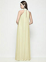 Rear View Thumbnail - Butter Yellow Slip-On Shirred Chiffon Trapeze Halter Dress