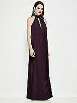 Side View Thumbnail - Deep Plum Slip-On Shirred Chiffon Trapeze Halter Dress