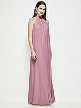 Side View Thumbnail - Dusty Pink Slip-On Shirred Chiffon Trapeze Halter Dress