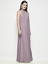 Side View Thumbnail - Lilac Dusk Slip-On Shirred Chiffon Trapeze Halter Dress