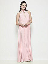 Front View Thumbnail - Ballet Pink Slip-On Shirred Chiffon Trapeze Halter Dress