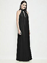 Side View Thumbnail - Black Slip-On Shirred Chiffon Trapeze Halter Dress