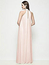 Rear View Thumbnail - Blush Slip-On Shirred Chiffon Trapeze Halter Dress