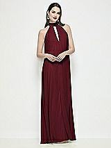 Front View Thumbnail - Cabernet Slip-On Shirred Chiffon Trapeze Halter Dress