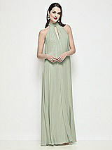 Front View Thumbnail - Celadon Slip-On Shirred Chiffon Trapeze Halter Dress