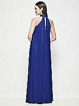 Rear View Thumbnail - Cobalt Blue Slip-On Shirred Chiffon Trapeze Halter Dress