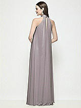 Rear View Thumbnail - Cashmere Gray Slip-On Shirred Chiffon Trapeze Halter Dress