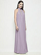 Side View Thumbnail - Lilac Haze Slip-On Shirred Chiffon Trapeze Halter Dress