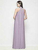 Rear View Thumbnail - Lilac Haze Slip-On Shirred Chiffon Trapeze Halter Dress