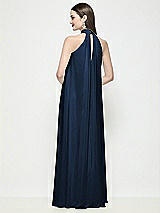 Rear View Thumbnail - Midnight Navy Slip-On Shirred Chiffon Trapeze Halter Dress