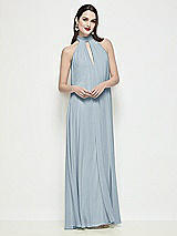 Front View Thumbnail - Mist Slip-On Shirred Chiffon Trapeze Halter Dress